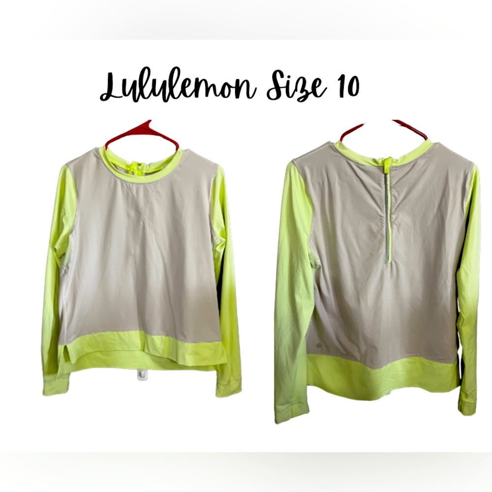 Lululemon Reflective Gray & Neon Yellow/Green Size 10 pullover